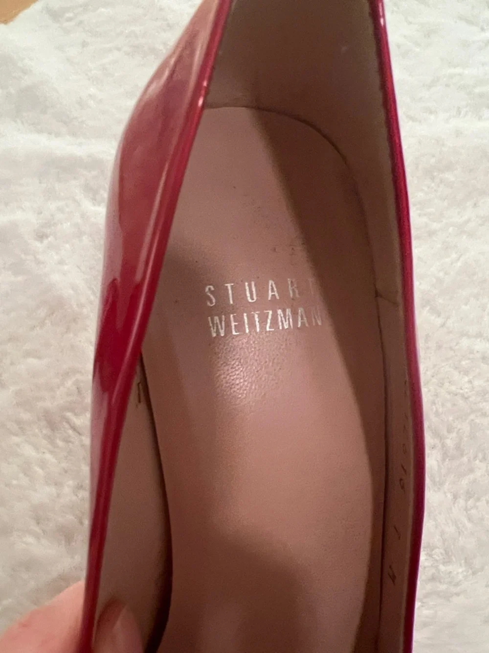 Stuart Weitzman Red Patent Peep-Toe Platform Pumps - Picture 7 of 14